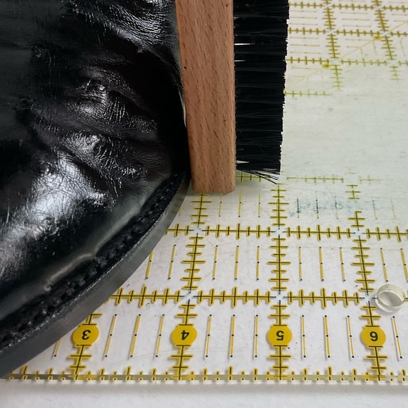 Vintage Lucchese Black Cherry Ostrich Quill Cowboy Boots 10 B Inlay New Soles - Picture 4 of 16